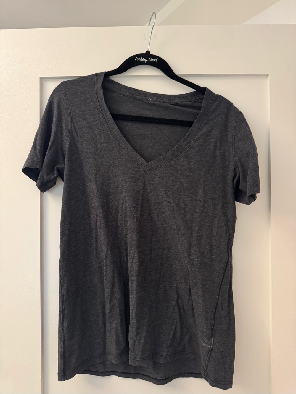 lululemon athletica Women's Short Sleeve V-Neck Tee in Charcoal Gray